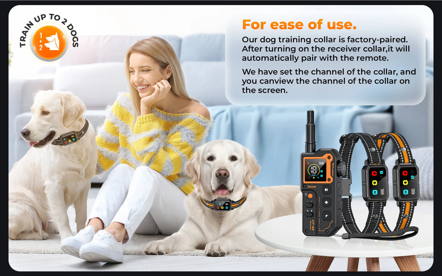 PETRAINER® CP69 Remote Dog Training E-Collar 1000m 1-2 Dogs