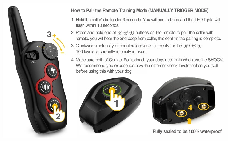 BH400R Rechargeable 2-in-1 Remote Trainer and Bark Control Collar 400m 1-2 Dogs