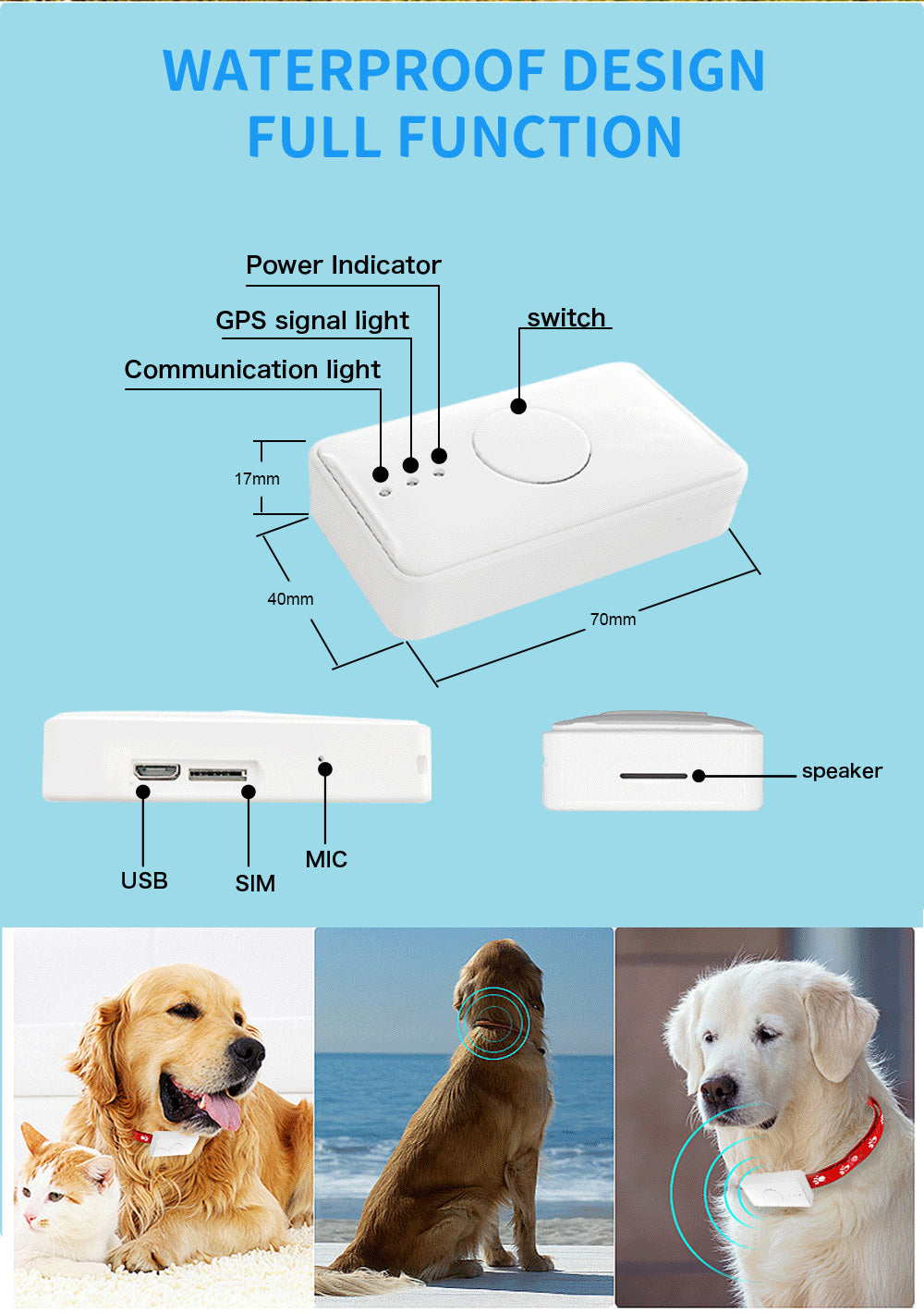 4G LTE Pet GPS Tracker for Dogs BARKAHOLICS® BH105